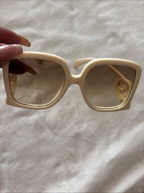 Gucci Cream Oversized Square Women's Sunglasses